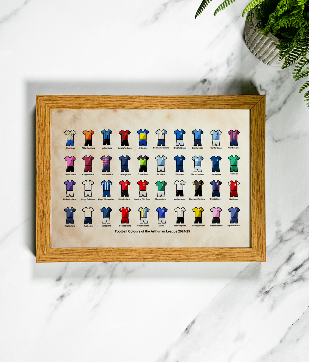 Arthurian Football Colours A4 framed print